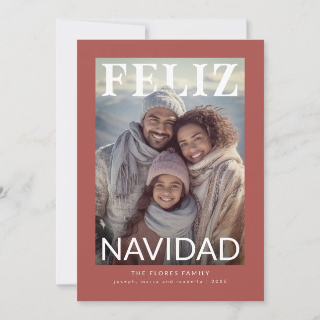 Feliz Navidad Modern Snowflake Photo Julkort (Framsida)