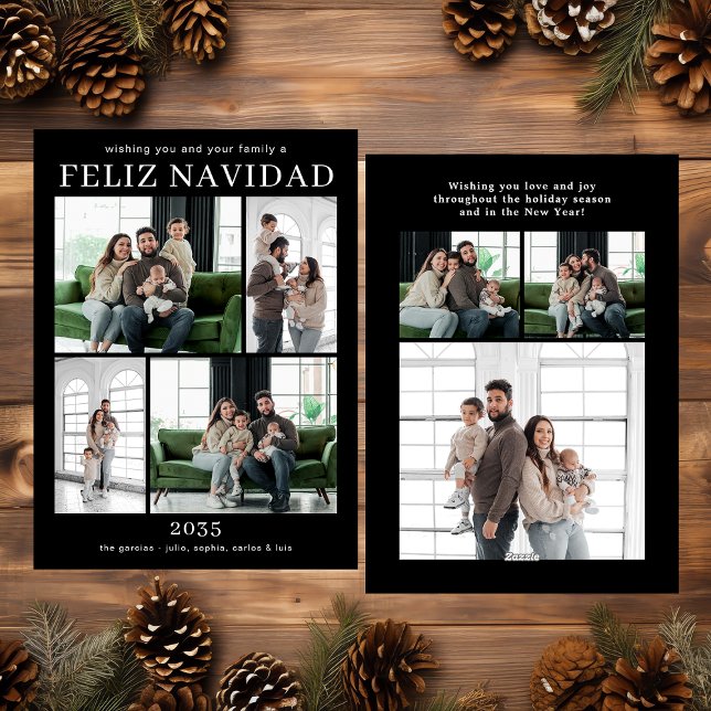 Feliz Navidad Multi Photo Helgdag Card Julkort (Skapare uppladdad)