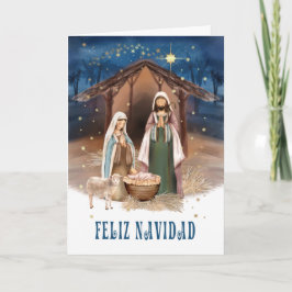 Feliz Navidad. Nativitetscenkort på spanska Helgkort