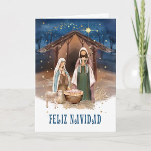 Feliz Navidad. Nativitetscenkort på spanska Helgkort