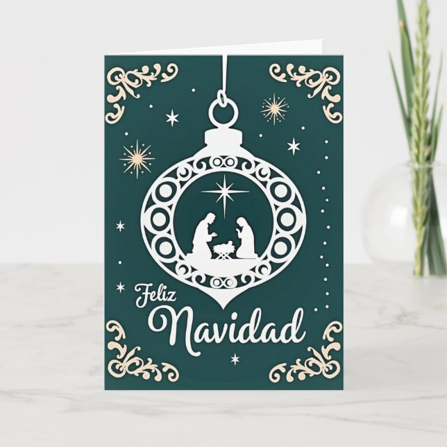 Feliz Navidad Nativity Scene Card Kort (Framsida)