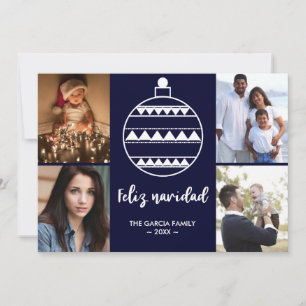 Feliz Navidad Navy Family Photo Collage jul Julkort