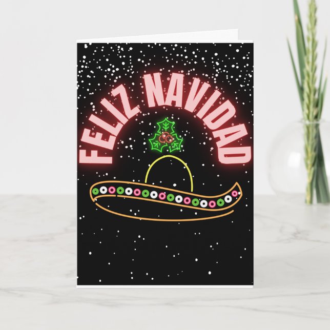 Feliz Navidad Neon Sombrero Helgdag Card Helgkort (Framsida)