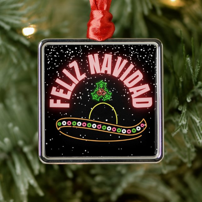 Feliz Navidad Neon Sombrero Helgdag Julgransprydnad Metall (Träd)
