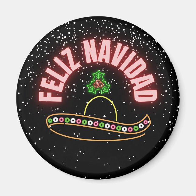 Feliz Navidad Neon Sombrero Helgdag Magnet (Framsidan)