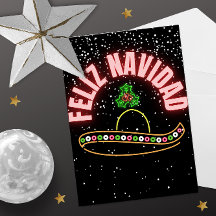 Feliz Navidad Neon Sombrero Helgdag vykort