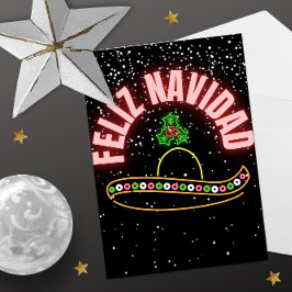 Feliz Navidad Neon Sombrero Helgdag vykort