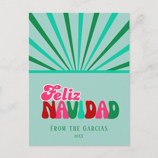 Feliz Navidad - Non Photo anpassningsbar aqua Helg Vykort (Framsida)