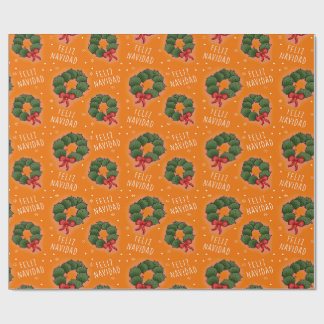Feliz Navidad Nopal Wreath Wrapping Paper Presentpapper