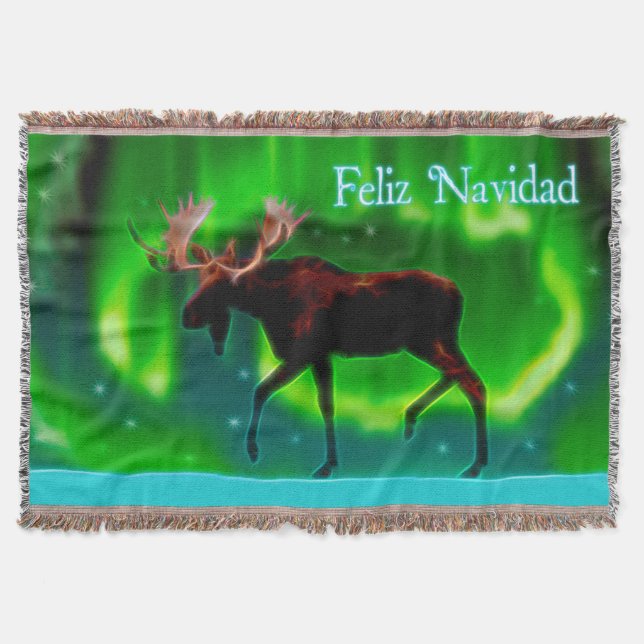 Feliz Navidad - norra Ljus Moose Filt (Framsidan)
