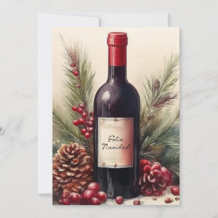 Feliz Navidad på vinflaska illustration Inbjudningar