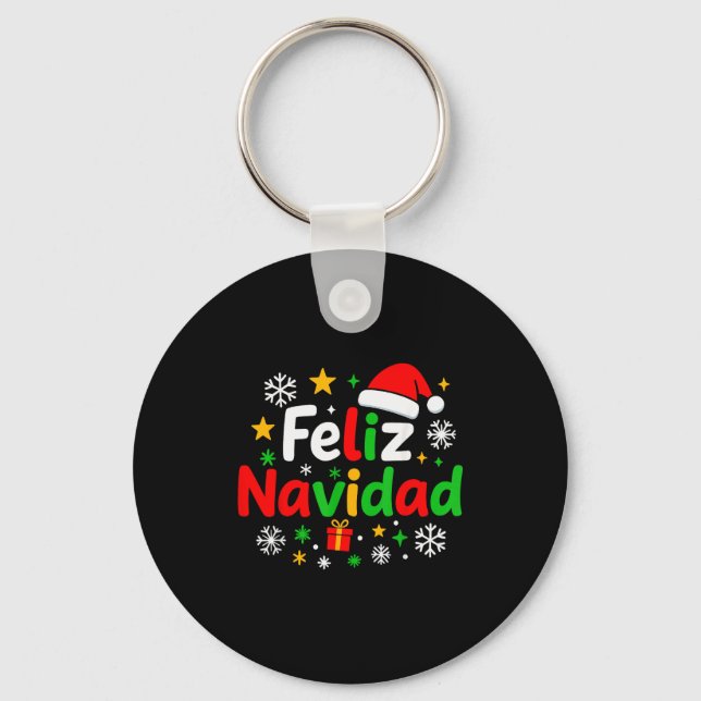 Feliz Navidad Pajamas Shirt, Cute Spanish Mexican  Nyckelring (Framsida)