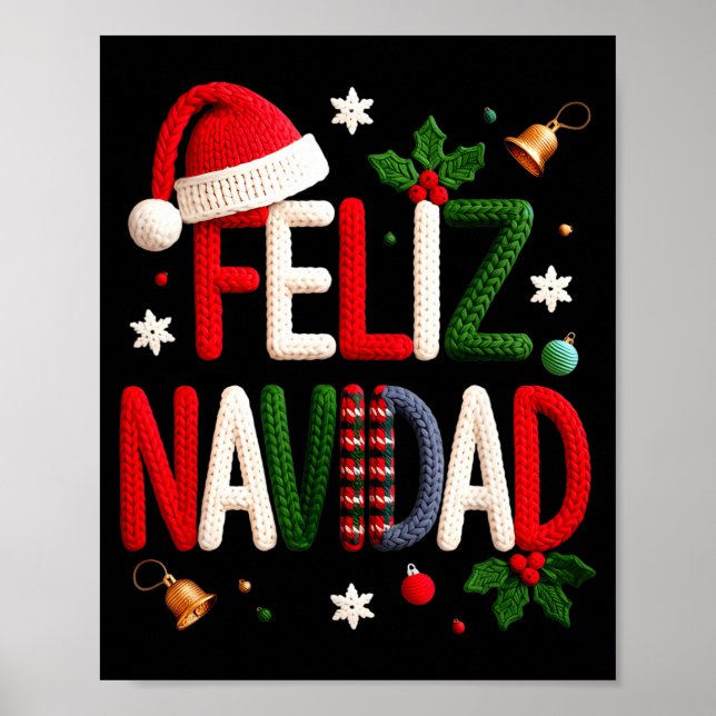 Feliz Navidad Pajamas Spanish Mexican Christmas Bo Poster (Framsidan)