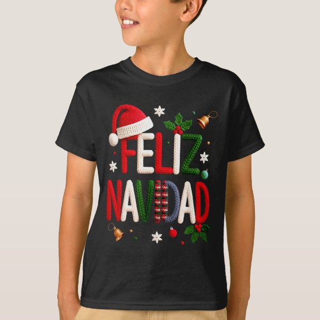 Feliz Navidad Pajamas Spanish Mexican Christmas Bo T Shirt (Framsida)