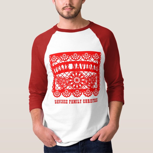 Feliz Navidad Papel Picado T-Shirt (Framsida)