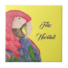 Feliz Navidad Parrot jul Macaw Kakelplatta