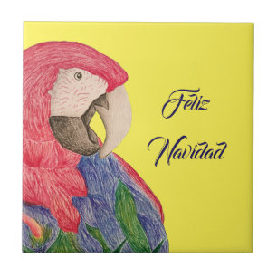Feliz Navidad Parrot jul Macaw Kakelplatta