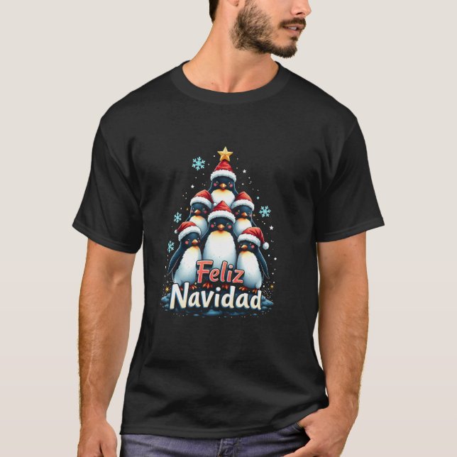 Feliz Navidad Penguin Girls Boys Funny jul T T Shirt (Framsida)