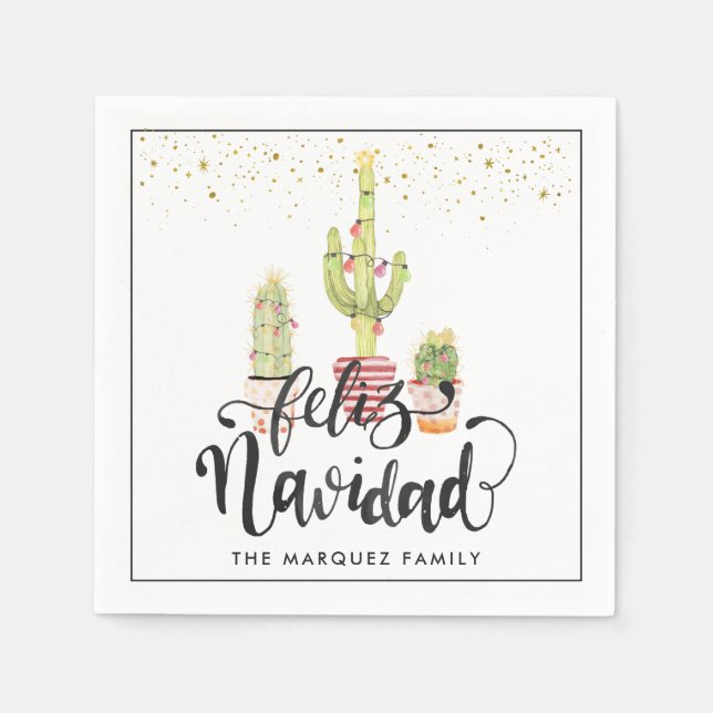 Feliz Navidad | Personlig jul Party Pappersservett (Framsidan)