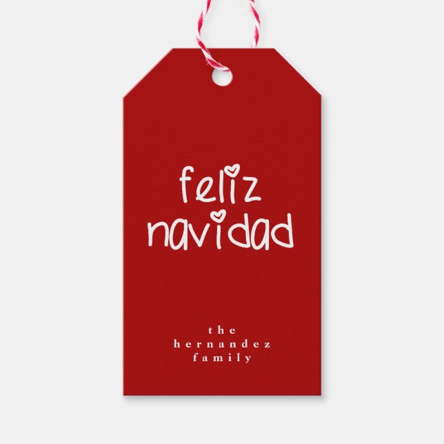 Feliz Navidad - Personlig Red jul Presentetikett (Framsidan)