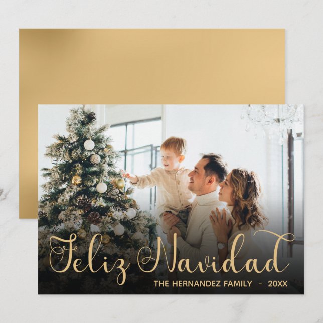 Feliz Navidad Photo Helgdag Card Julkort (Fram/baksida)