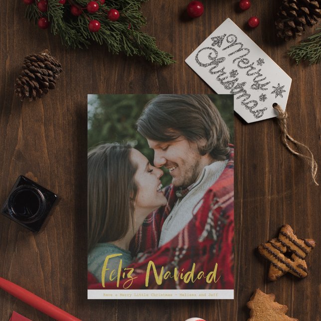 Feliz Navidad Photo Jul Helgdag Card Julkort (Feliz Navidad Photo Christmas Holiday Card)