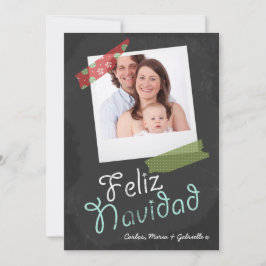 Feliz Navidad Photo Ram och färgstarka band Julkort