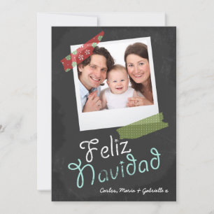 Feliz Navidad Photo Ram och färgstarka band Julkort