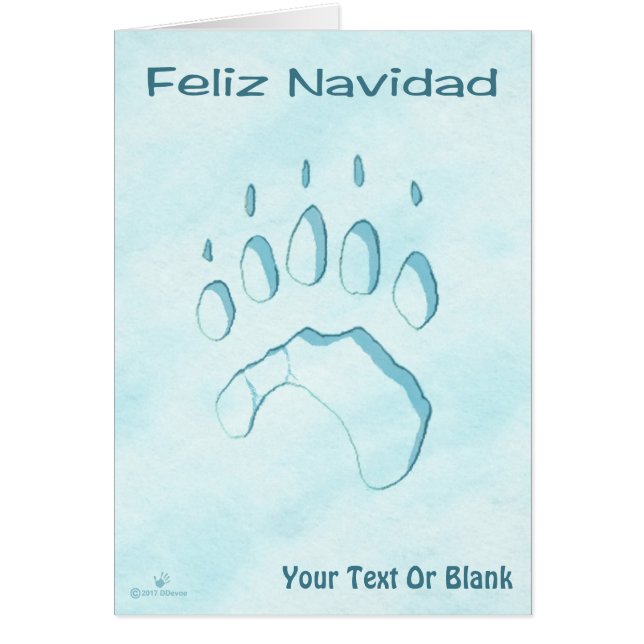 Feliz Navidad - Polar Bear Paw Skriv ut Hälsningskort (Framsidan)