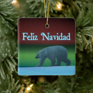 Feliz Navidad - Polar Ljus Polar Bear Julgransprydnad Keramik