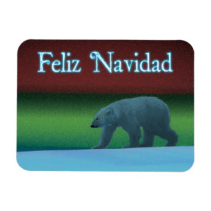 Feliz Navidad - Polar Ljus Polar Bear Magnet