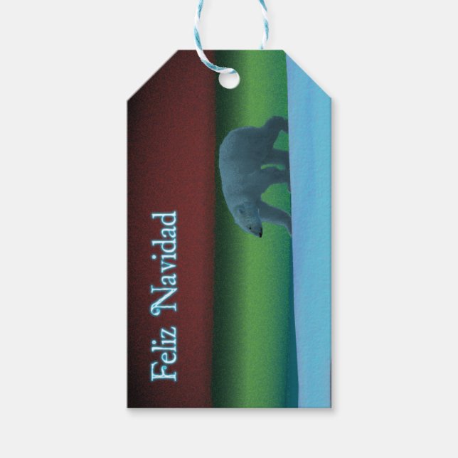 Feliz Navidad - Polar Ljus Polar Bear Presentetikett (Framsidan)
