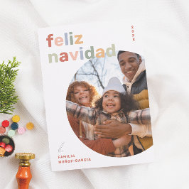 Feliz Navidad | Postal Colorida y Moderna 2 Fotos Julkort