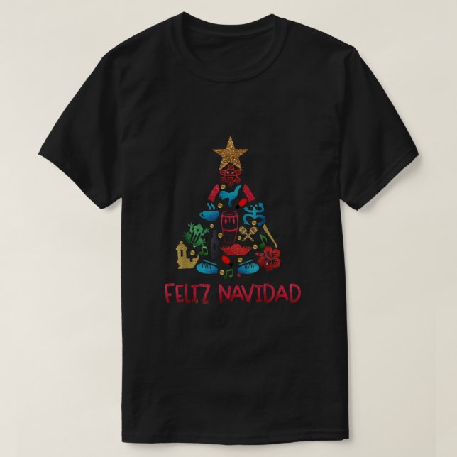 Feliz Navidad Puerto Rican Julgran Funny Xm T Shirt (Design framsida)