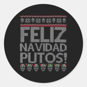 Feliz Navidad Putos Chingon Ugly Runt Klistermärke