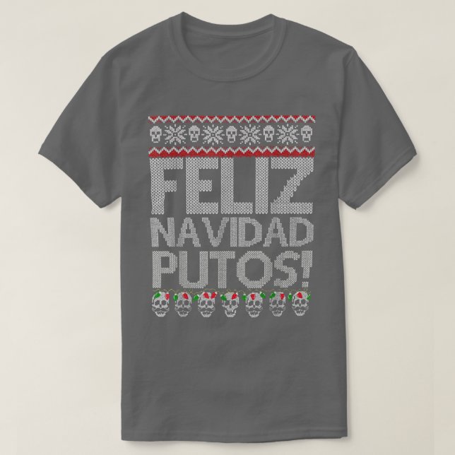 Feliz Navidad Putos Funny Meican Ugly Julafton Par T Shirt (Design framsida)