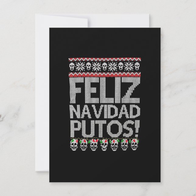 Feliz Navidad Putos Funny Mexican Ugly Julafton Pa Inbjudningar (Framsida)