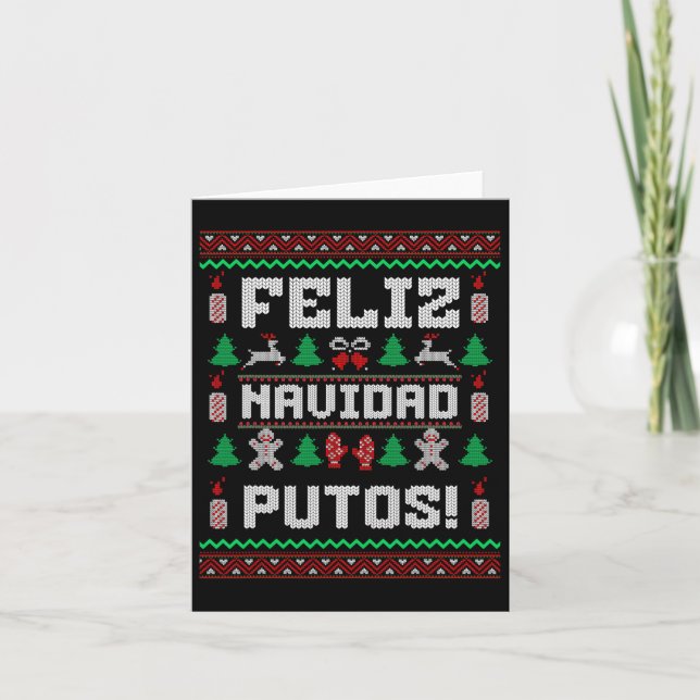 Feliz Navidad Putos Funny Mexikansk julsötare Kort (Framsida)