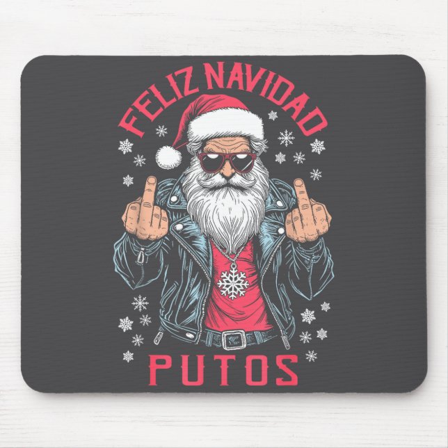 Feliz Navidad Putos Funny Rude Spanish Santa Middl Musmatta (Framsidan)