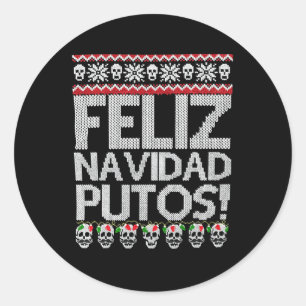 Feliz Navidad Putos Mexican Ugly Py Runt Klistermärke