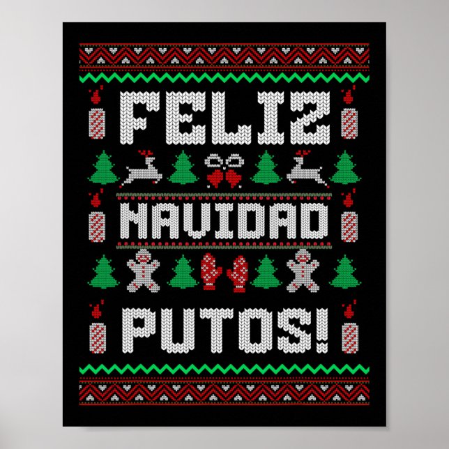 Feliz Navidad Putos Rolig Mexikansk Jul Sweate Poster (Framsidan)
