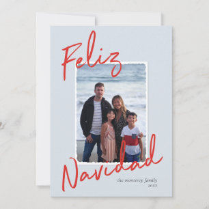 Feliz Navidad Red Blue Helgdag Card Julkort