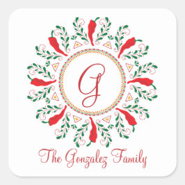 Feliz Navidad Red Chile Pepper Fyrkantigt Klistermärke