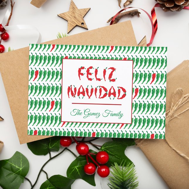 Feliz Navidad Red Chile Pepper Helg Vykort (Skapare uppladdad)