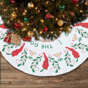 Feliz Navidad Red Chile Pepper Julgransmatta Borstad Polyester