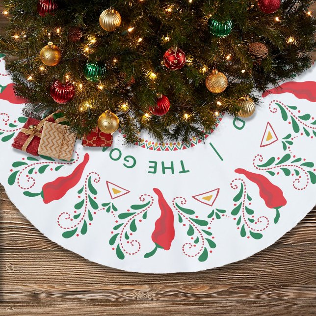 Feliz Navidad Red Chile Pepper Julgransmatta Borstad Polyester (Skapare uppladdad)