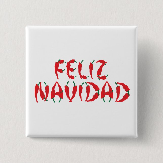 Feliz Navidad Red Chile Pepper Knapp (Framsida)