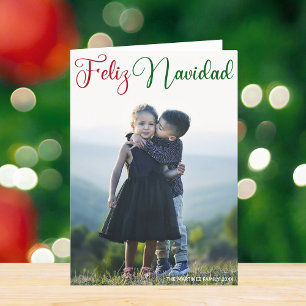 Feliz Navidad Red Grönt Spansk julklapp Helgkort