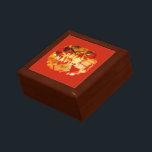 Feliz Navidad Red Guld Festive Elegant jul Minnesask<br><div class="desc">Juldesign för inramade presentboxar. Röda och guld med personlig namn.</div>