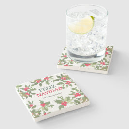 Feliz Navidad Red Holly Berries jul Stenunderlägg